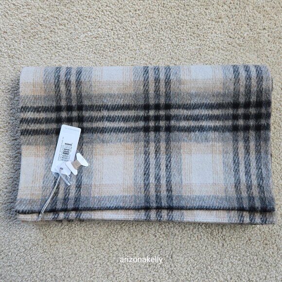 NWT Brochu Walker Stowe Wool Scarf in Heritage Plaid Tan Black - Picture 4 of 13
